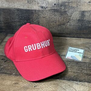 New Grubhub Embroidered Red Adjustable Hat Cap Strapback Metal Clasp